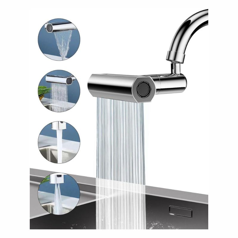 4 in 1 Waterfall Kitchen Faucet 360° Swivel Extender Sink Splash Suitable Washing Fruit Vegetable Tap Anti Bathroom Sprayer Fruits Universal Wash Basin